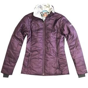 Columbia Women's Small Frostfecta Down Jacket Deep Dark Purple Coat Omni-heat